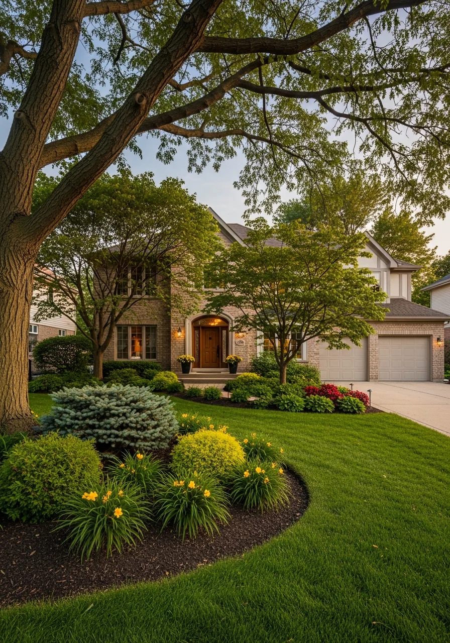Orland Park resident standing confidently in their yard with their home and neighborhood in the background.