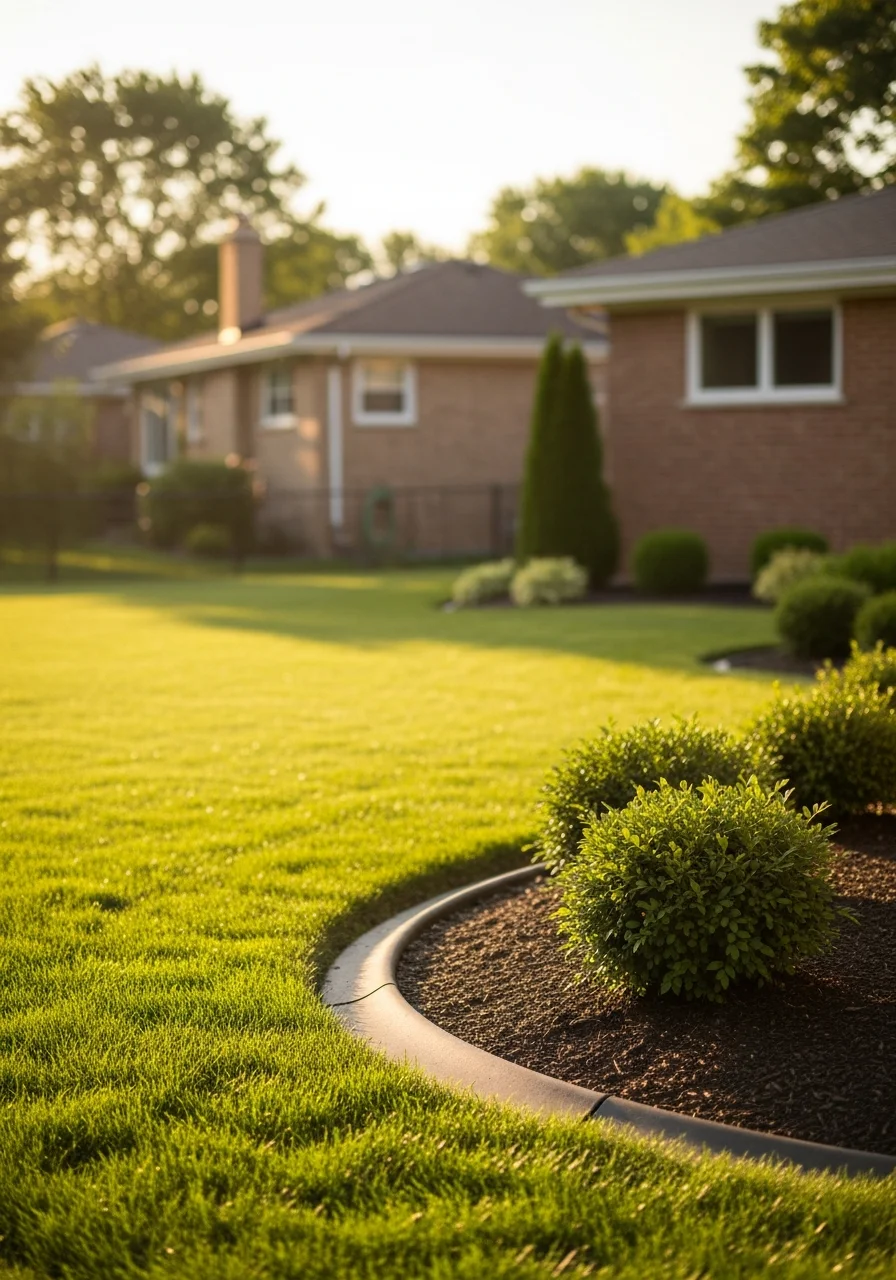 Tinley Park resident standing in their yard with their home and neighborhood in the background.